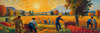 Printable Impressionistic Landscape of Harvest in Countryside with Autumn Colors