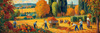 Printable Impressionistic Landscape of Harvest in Countryside with Autumn Colors