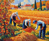 Printable Impressionistic Landscape of Harvest in Countryside with Autumn Colors