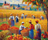 Printable Impressionistic Landscape of Harvest in Countryside with Autumn Colors