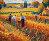 Printable Impressionistic Landscape of Harvest in Countryside with Autumn Colors