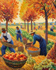 Printable Impressionistic Landscape of Harvest in Countryside with Autumn Colors