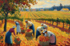 Printable Impressionistic Landscape of Harvest in Countryside with Autumn Colors