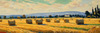 Impressionistic Landscape Art of Hayfield with Haystacks and Laborers