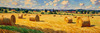 Impressionistic Landscape Art of Hayfield with Haystacks and Laborers