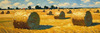 Impressionistic Landscape Art of Hayfield with Haystacks and Laborers