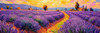 Impressionistic Art Print of a Winding Path through Lavender Fields with Buzzing Bees