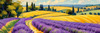 Impressionistic Art Print of a Winding Path through Lavender Fields with Buzzing Bees