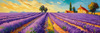 Impressionistic Art Print of a Winding Path through Lavender Fields with Buzzing Bees