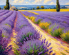 Impressionistic Art Print of a Winding Path through Lavender Fields with Buzzing Bees