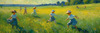 Impressionistic Landscape with Children Playing in Rural Countryside Meadow