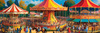 Printable Impressionistic Landscape of Rural Countryside Fair with Carousel