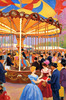 Printable Impressionistic Landscape of Rural Countryside Fair with Carousel