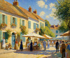 Impressionistic Landscape of a Rural Village Square in Bright Sunlight