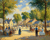 Impressionistic Landscape of a Rural Village Square in Bright Sunlight