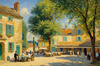 Impressionistic Landscape of a Rural Village Square in Bright Sunlight