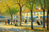 Impressionistic Landscape of a Rural Village Square in Bright Sunlight