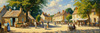 Impressionistic Landscape of a Rural Village Square in Bright Sunlight