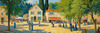 Impressionistic Landscape of a Rural Village Square in Bright Sunlight