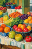 Impressionistic Landscape of a Rural Market with Colorful Stalls Printable Art