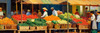 Impressionistic Landscape of a Rural Market with Colorful Stalls Printable Art