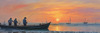 Printable Impressionistic Landscape of Fishermen Casting Nets at Sunrise