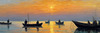 Printable Impressionistic Landscape of Fishermen Casting Nets at Sunrise