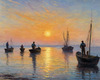Printable Impressionistic Landscape of Fishermen Casting Nets at Sunrise