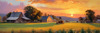 Impressionistic Landscape of a Quaint Farmstead at Sunset with Expressive Clouds