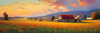 Impressionistic Landscape of a Quaint Farmstead at Sunset with Expressive Clouds