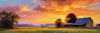 Impressionistic Landscape of a Quaint Farmstead at Sunset with Expressive Clouds