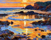 Impressionistic Art Print of Rocky Tide Pools at Sunset