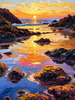 Impressionistic Art Print of Rocky Tide Pools at Sunset