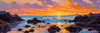 Impressionistic Art Print of Rocky Tide Pools at Sunset