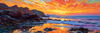 Impressionistic Art Print of Rocky Tide Pools at Sunset