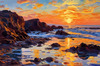 Impressionistic Art Print of Rocky Tide Pools at Sunset