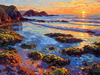 Impressionistic Art Print of Rocky Tide Pools at Sunset