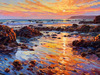 Impressionistic Art Print of Rocky Tide Pools at Sunset
