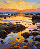 Impressionistic Art Print of Rocky Tide Pools at Sunset