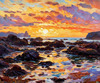 Impressionistic Art Print of Rocky Tide Pools at Sunset