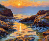 Impressionistic Art Print of Rocky Tide Pools at Sunset