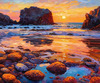 Impressionistic Art Print of Rocky Tide Pools at Sunset