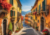 Italian Village with Fall Colors by the Waterfront Art Print