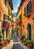 Italian Village with Fall Colors by the Waterfront Art Print