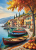 Italian Coastal Village during Harvest Season with Fishers and Autumn Colors Printable Art