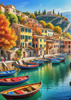 Italian Coastal Village during Harvest Season with Fishers and Autumn Colors Printable Art