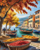 Italian Coastal Village during Harvest Season with Fishers and Autumn Colors Printable Art