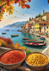 Italian Coastal Village during Harvest Season with Fishers and Autumn Colors Printable Art