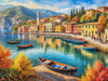 Italian Coastal Village during Harvest Season with Fishers and Autumn Colors Printable Art