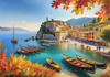 Italian Coastal Village during Harvest Season with Fishers and Autumn Colors Printable Art